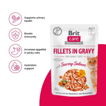 Brit Care Pouch Fillets in Gravy Savory Salmon 85g